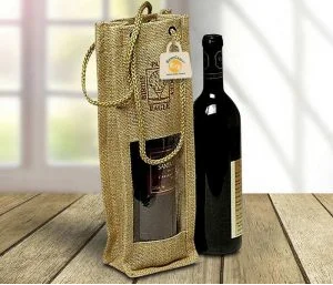Transparent wine jute bag...